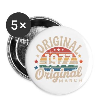 Birthday March 1977 Limited Edition Retro March - Buttons large 2.2''/56 mm (5-pack) - white - Front