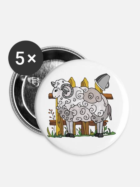 Widder - Buttons groß 56 mm (5er Pack) - Weiß