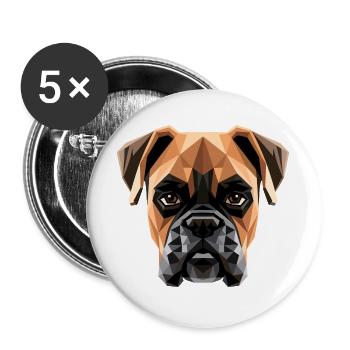 Deutscher Boxer Hunde Boxerverein German Boxer - Buttons groß 56 mm (5er Pack) - Weiß - Vorne