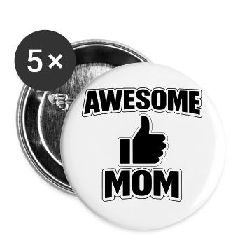 AWESOME MOM – Cool Statement Shirt for Proud Moms - Buttons large 2.2''/56 mm (5-pack) - white - Front