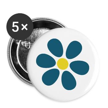 blue flower flowers dark blue blossom - Buttons large 2.2''/56 mm (5-pack) - white - Front