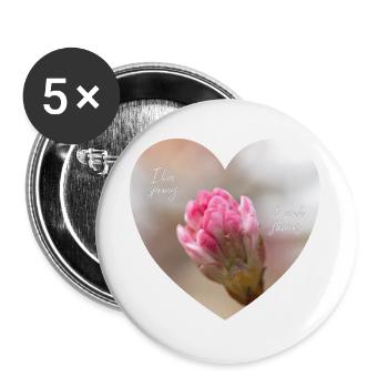 Spring love a pink blossom heart - Buttons large 2.2''/56 mm (5-pack) - white - Front