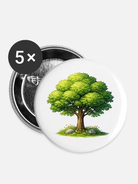 Baum im Sonnenlicht - Buttons groß 56 mm (5er Pack) - Weiß