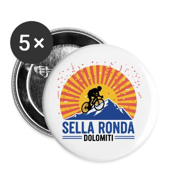 Boucle cyclable des Dolomites de Sella Ronda en Italie - Lot de 5 grands badges (56 mm) - blanc - Devant