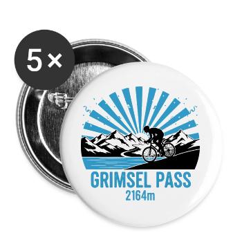 Passage du Grimsel Alpes suisses Art de la montagne cyclable - Lot de 5 grands badges (56 mm) - blanc - Devant
