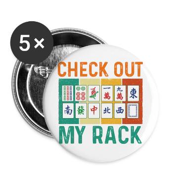 Schau dir meine Rack-Mahjong-Spielerplättchen an - Buttons groß 56 mm (5er Pack) - Weiß - Vorne