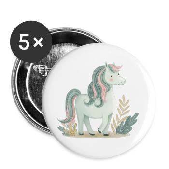 Cute Pony Horse - Buttons large 2.2''/56 mm (5-pack) - white - Front