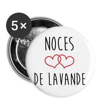 Lavendelhochzeit 46 Jahre - Buttons groß 56 mm (5er Pack) - Weiß - Vorne