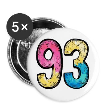 93 Number Colorful - Buttons large 2.2''/56 mm (5-pack) - white - Front