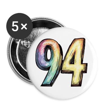 94 Nombre coloré - Lot de 5 grands badges (56 mm) - blanc - Devant
