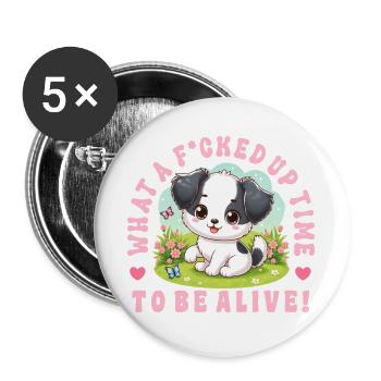 Lustiges Schwarzer Humor Hunde Design  - Buttons groß 56 mm (5er Pack) - Weiß - Vorne