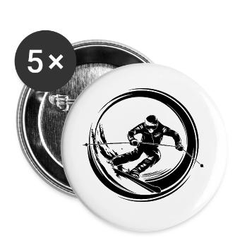 Skiing Skiing Man Silhouette - Buttons large 2.2''/56 mm (5-pack) - white - Front
