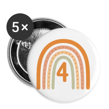 4. Fourth Birthday Rainbow - Buttons large 2.2''/56 mm (5-pack) - white - Front