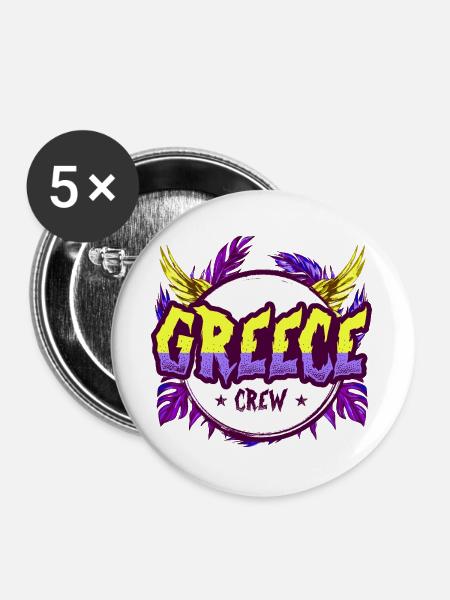 Greece Crew Bunt - Buttons groß 56 mm (5er Pack) - Weiß