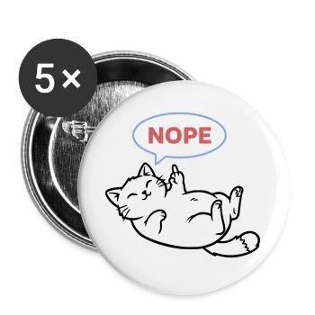 Laughing Cat Nope Middle Finger - Buttons large 2.2''/56 mm (5-pack) - white - Front