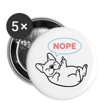 Frenchie Dog Nope Comic Coloré - Lot de 5 grands badges (56 mm) - blanc - Devant