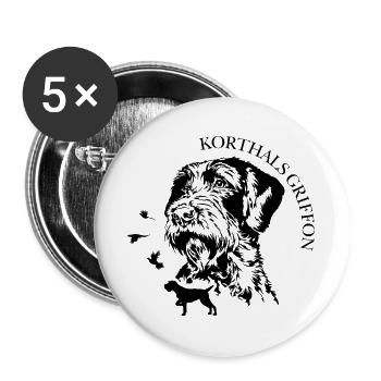 Korthals griffon Chiens portrait Chiens Chiens de chasse Wilsigns - Lot de 5 grands badges (56 mm) - blanc - Devant