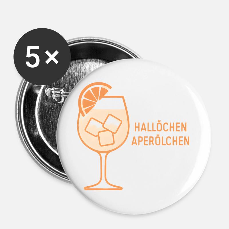 Hallöchen Aperölchen Party Spritz Gift Idea - Buttons large 2.2''/56 mm (5-pack) - white