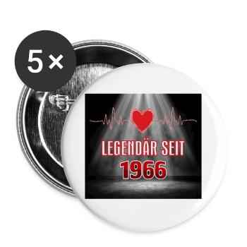 1966 Geburtsjahr, 60 Geburtstag, Legendär - Buttons groß 56 mm (5er Pack) - Weiß - Vorne