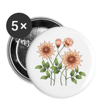 Fleur - Lot de 5 grands badges (56 mm) - blanc - Devant