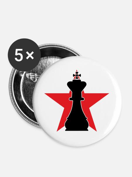 Stratege Großmeister Roter Stern - Buttons groß 56 mm (5er Pack) - Weiß