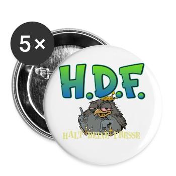 H.D.F.  - Buttons groß 56 mm (5er Pack) - Weiß - Vorne
