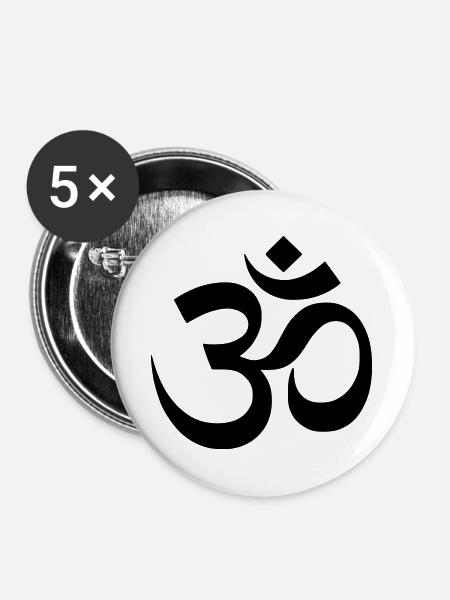 Om Symbol Mantra Silhouette - Buttons groß 56 mm (5er Pack) - Weiß