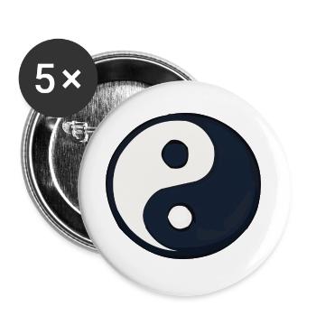 YinYang Contraste bleu foncé - Lot de 5 grands badges (56 mm) - blanc - Devant