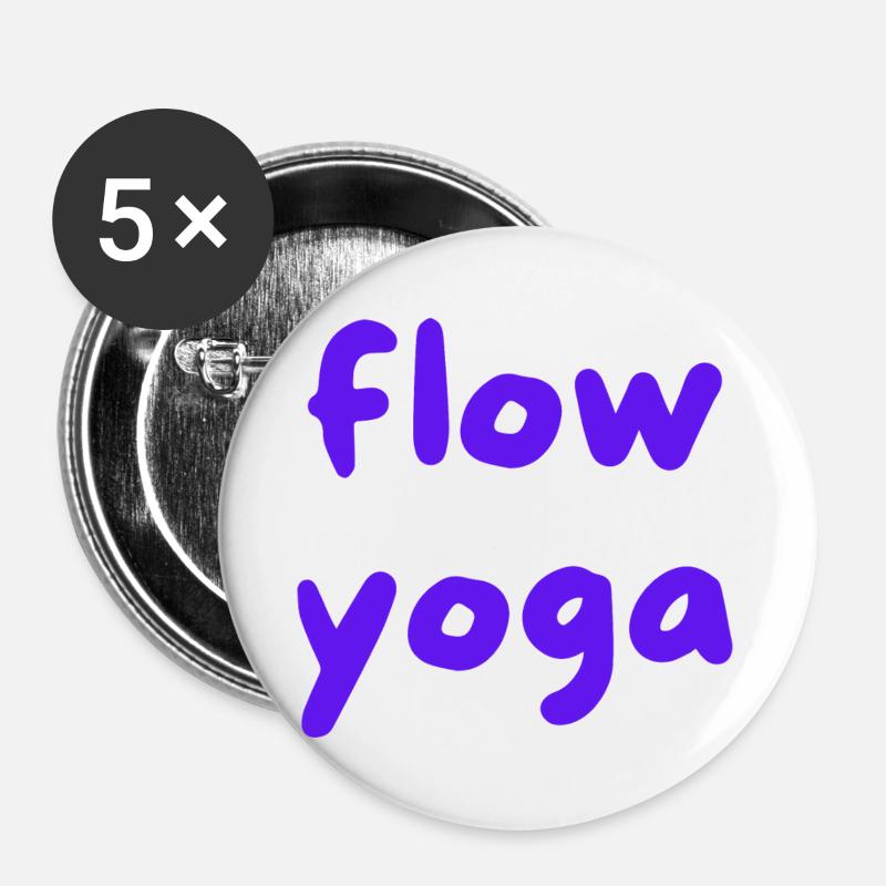 Flow Yoga Hand Lettering Purple - Buttons large 2.2''/56 mm (5-pack) - white