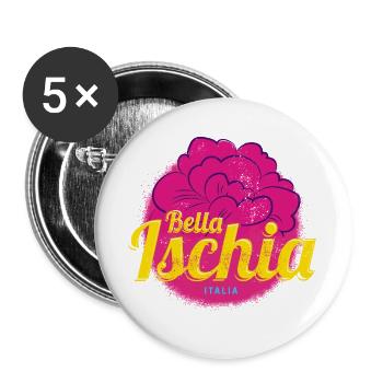 Ischia Oleander Italy Island Vintage Souvenir - Buttons large 2.2''/56 mm (5-pack) - white - Front