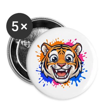 Laughing Tiger Splash of Color - Buttons large 2.2''/56 mm (5-pack) - white - Front