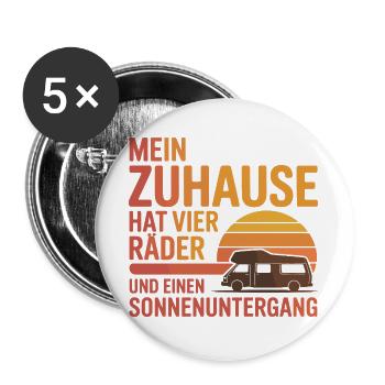  Mein Zuhause Hat Vier Räder Und Einen - Buttons groß 56 mm (5er Pack) - Weiß - Vorne