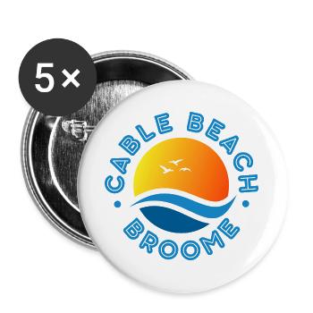 Plage de Cable Broome Coucher de soleil - Lot de 5 grands badges (56 mm) - blanc - Devant