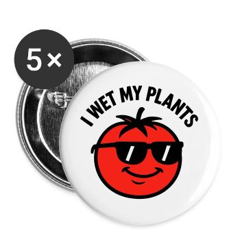 Ich befeuchte meine Pflanzen beim Tomatengärtnern - Buttons groß 56 mm (5er Pack) - Weiß - Vorne