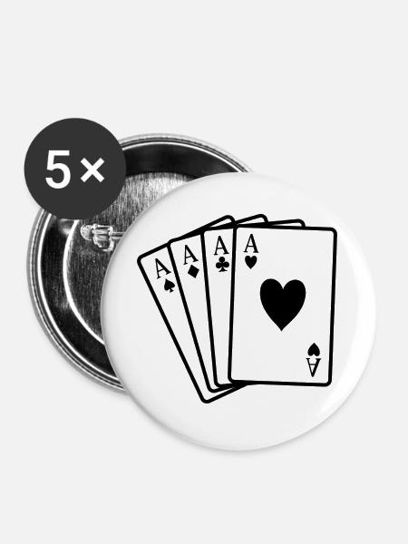 Pokerkarten - Buttons groß 56 mm (5er Pack) - Weiß
