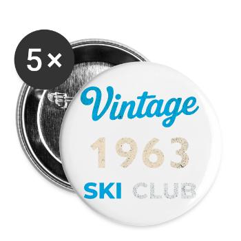 Vintage 1963 – Ski Club Retro Geburtsjahr Geschenk - Buttons groß 56 mm (5er Pack) - Weiß - Vorne