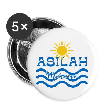 Asilah Marokko Sonnenwellen - Buttons groß 56 mm (5er Pack) - Weiß - Vorne