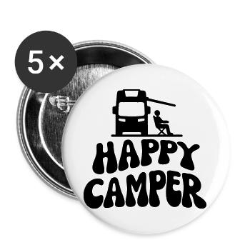 Happy Camper - Buttons groß 56 mm (5er Pack) - Weiß - Vorne