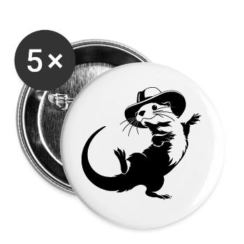 Loutre drôle avec motif de dessin animé chapeau - Lot de 5 grands badges (56 mm) - blanc - Devant
