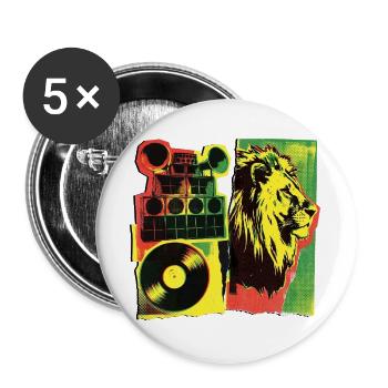 Roots Reggae Soundsystem - Buttons large 2.2''/56 mm (5-pack) - white - Front