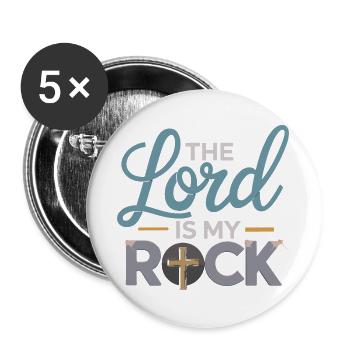 The Lord Is My Rock Christian Cross Motif Jesus - Buttons large 2.2''/56 mm (5-pack) - white - Front