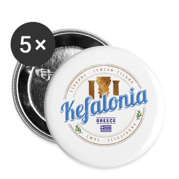 Kefalonia Insel in Griechenland Vintage Souvenir - Buttons groß 56 mm (5er Pack) - Weiß - Vorne