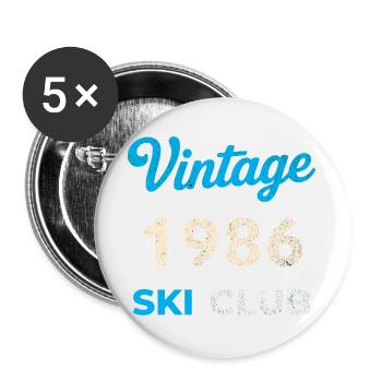 Vintage 1986 – Ski Club Retro Birth Year Gift - Buttons large 2.2''/56 mm (5-pack) - white - Front