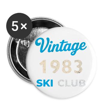 Vintage 1983 – Ski Club Retro Birth Year Gift - Buttons large 2.2''/56 mm (5-pack) - white - Front