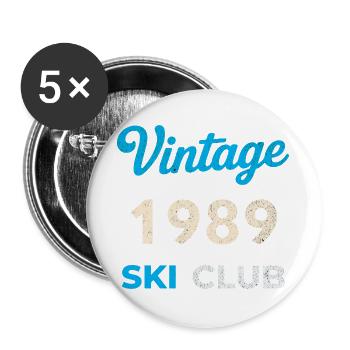 Vintage 1989 – Ski Club Retro Birth Year Gift - Buttons large 2.2''/56 mm (5-pack) - white - Front