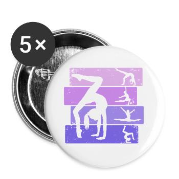 Turnerin Mädchen Gymnastik Turnen Akrobatik - Buttons groß 56 mm (5er Pack) - Weiß - Vorne