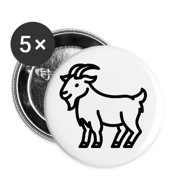 chèvre - Lot de 5 grands badges (56 mm) - blanc - Devant