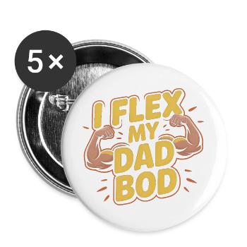 I Flex My Dad Bod - Funny Dad & Fitness Design - Buttons large 2.2''/56 mm (5-pack) - white - Front