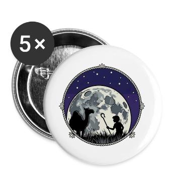 Berger de Nuit au clair de lune et chameau - Lot de 5 grands badges (56 mm) - blanc - Devant
