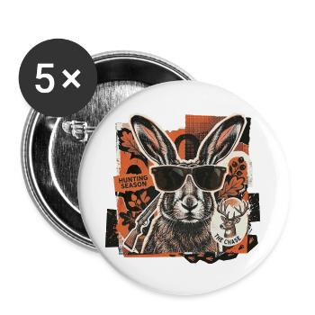 Cool Vintage Hunter Hare - Buttons large 2.2''/56 mm (5-pack) - white - Front